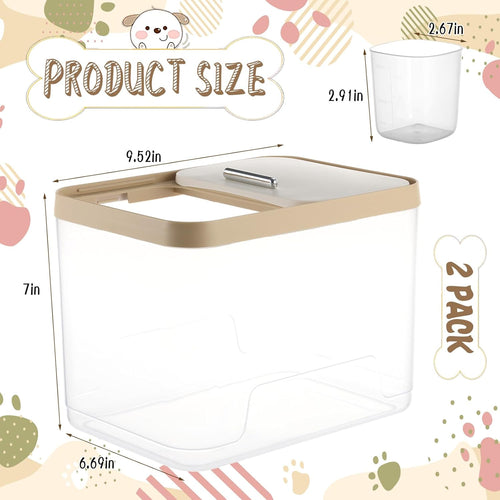 2 Pack Airtight Dog Food Storage Container, 10Lbs Clear Pet Dog Food Storage Bin with Measuring Scoops for Rice Grain Pet Dog Cat Bird Dog Treat Storage Food Fresh