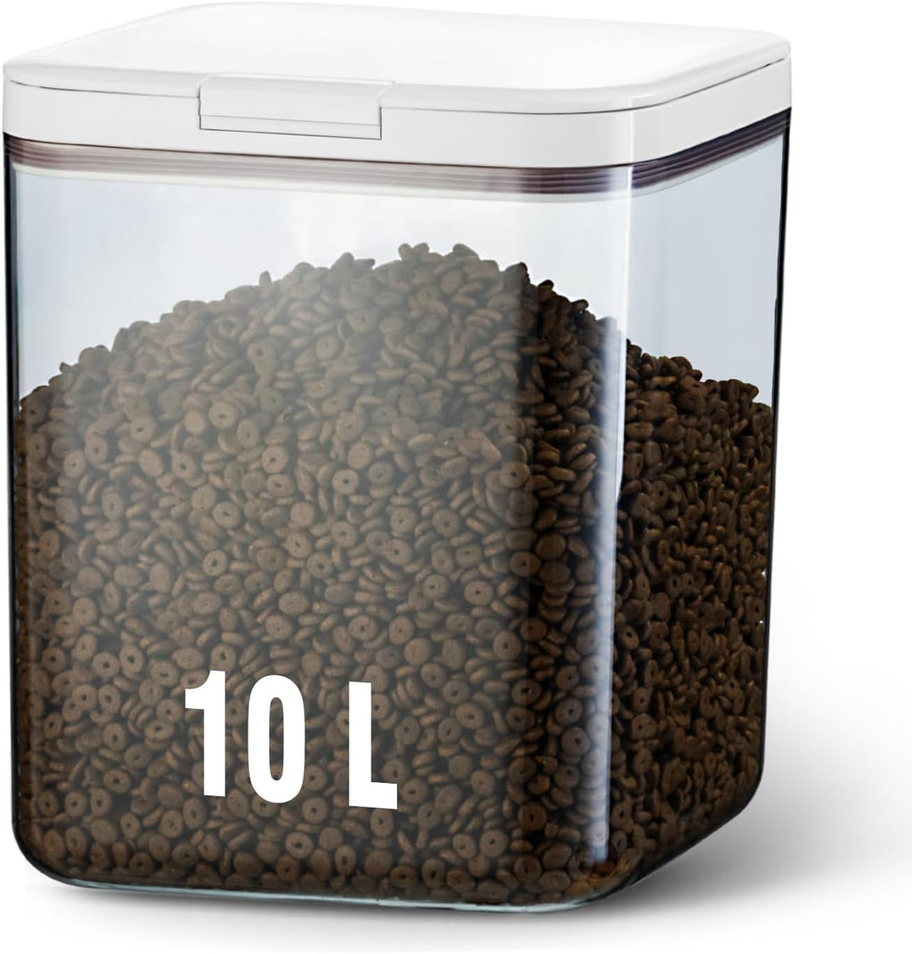 Airtight Dog Food Storage Container 15lb / 11L – Pet Food Storage Bin with Lids, Cat Treat Jar, BPA Free, Dry Boxs, Rice Storage Container for Flour, Cereal & Grain, White