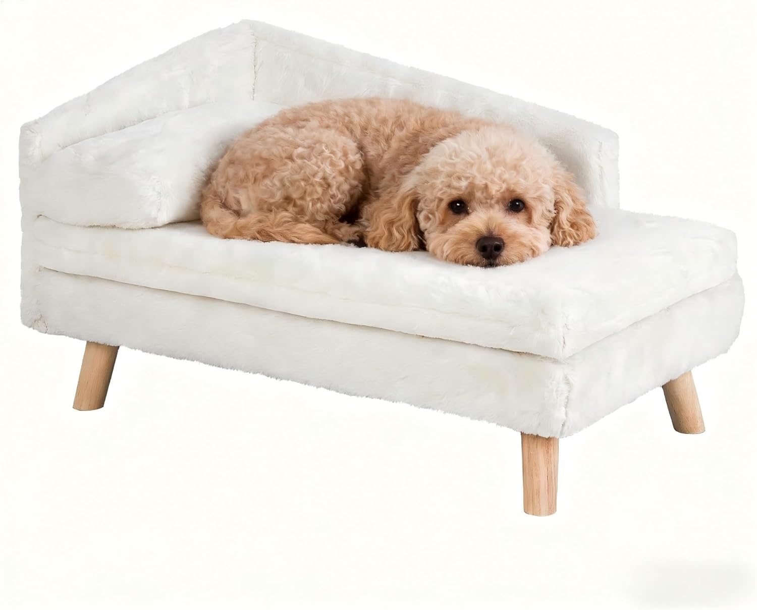 Elevated Pet Bed,Nordic Pets Sofa with Cozy Pad Waterproof,Dog Chair with Sturdy Wood Legs for Small Doggys Kittens