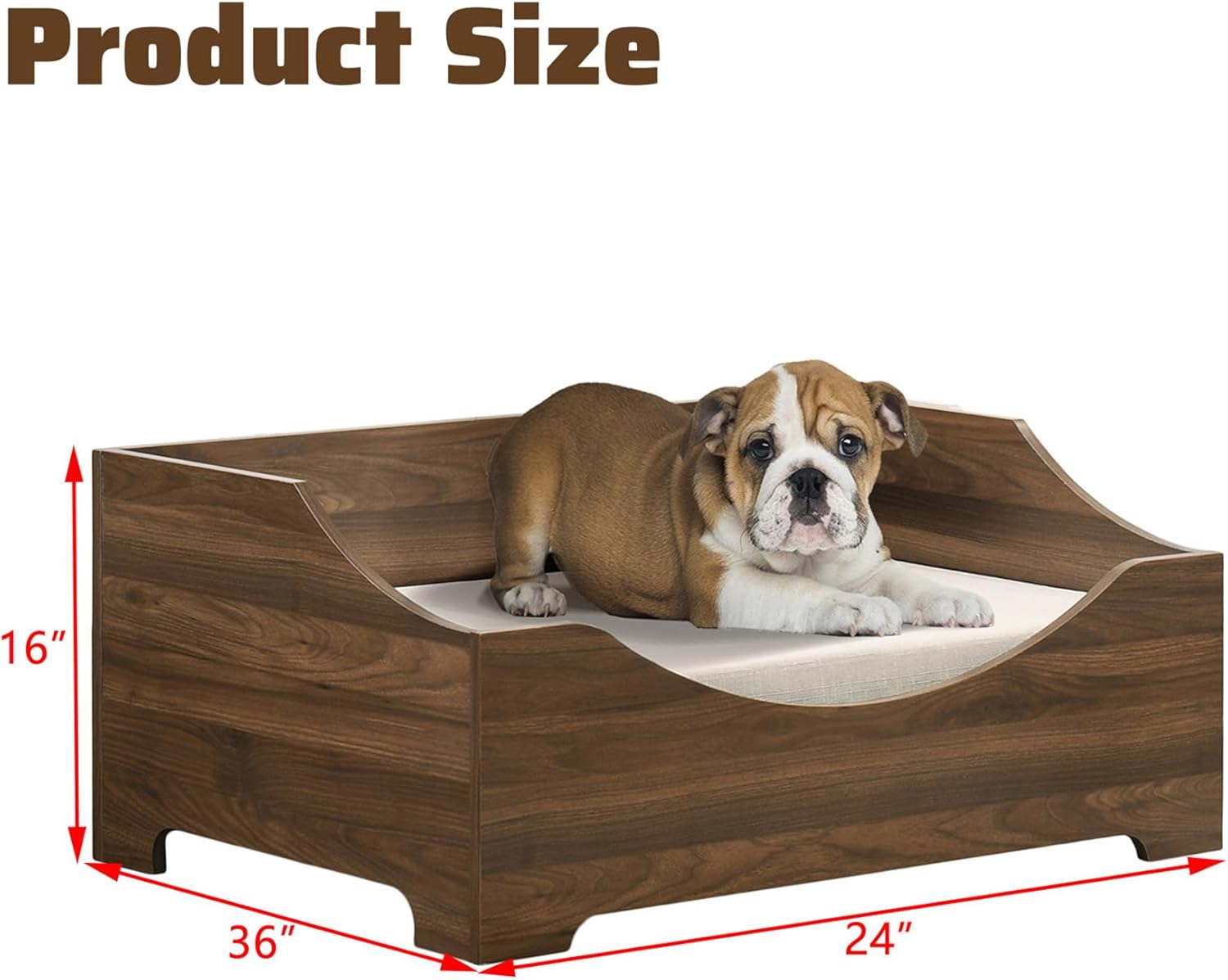 Elevated Dog Bed Frame with Mattress, 36" Wide Mid-Century Modern Pet Sofa, Dog Bed Medium Size Dogs for Small Space,Easy Assembly