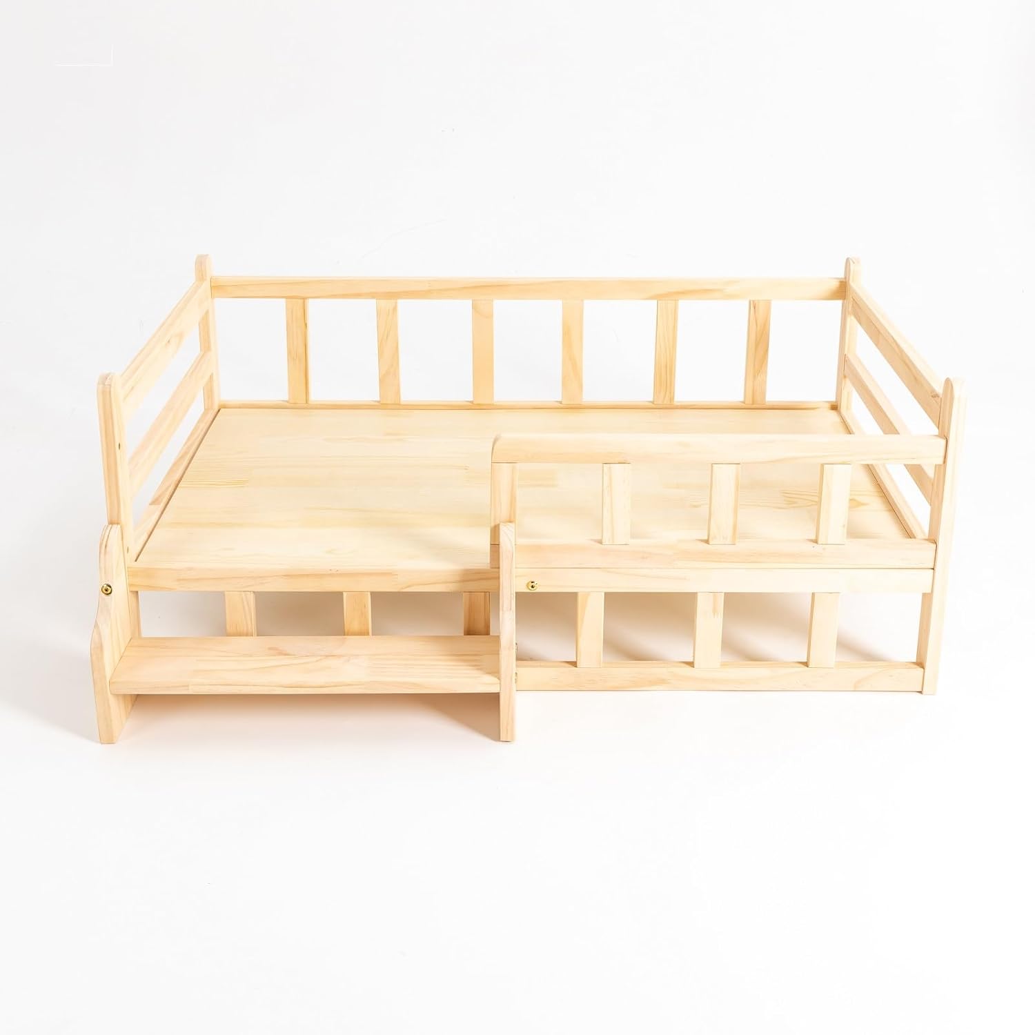 Wooden Pet Bed Elevated Dog Bed with Rails Solid Wood Cat Bed Frame Indoor Use Large - 37.8x22.1in