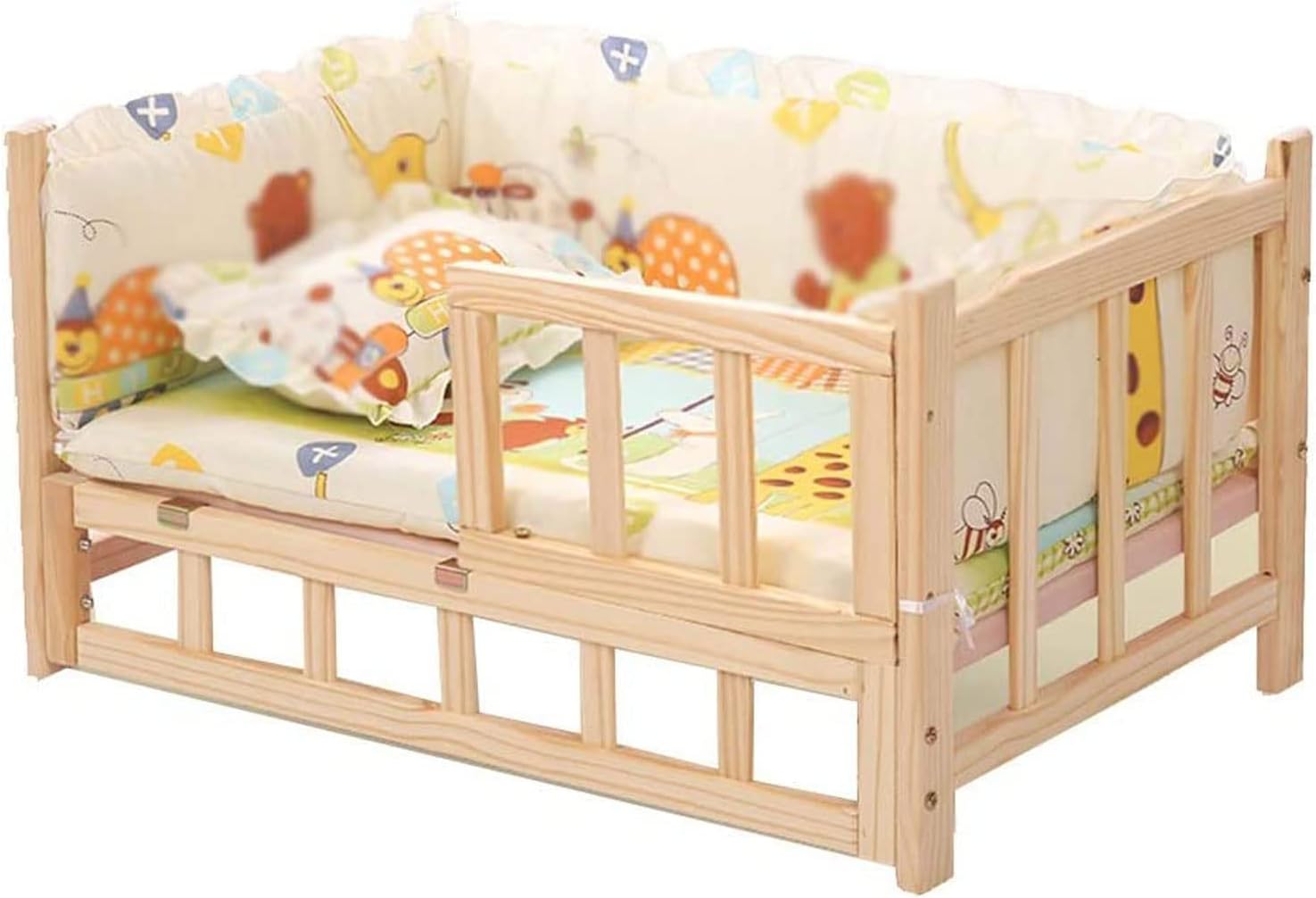 Pet Bed Wooden Dog Bed Elevated Cooling Pet Bed with Rails and Cushion Pet Shelter Dog House Elevated Kennel Sofa for Large Small Medium Dogs Dog Bed