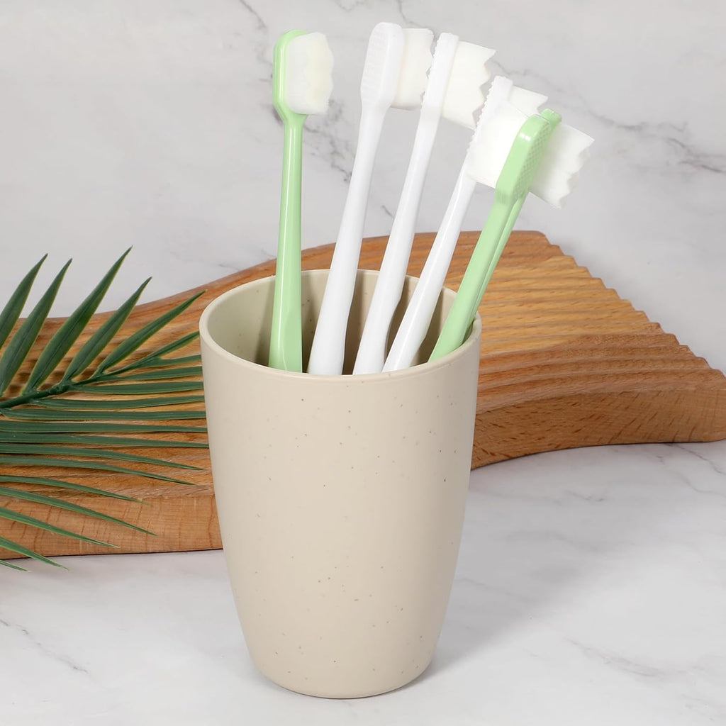 6 Pack Small Dog Toothbrush Pet Tooth Brush for Dog Cat Puppy Teeth Cleaning Ultra-Soft Wavy Bristles Tooth Brush Dental Care for Small to Large Pets, Easy Teeth Cleaning Kit (3 Green, 3 White)