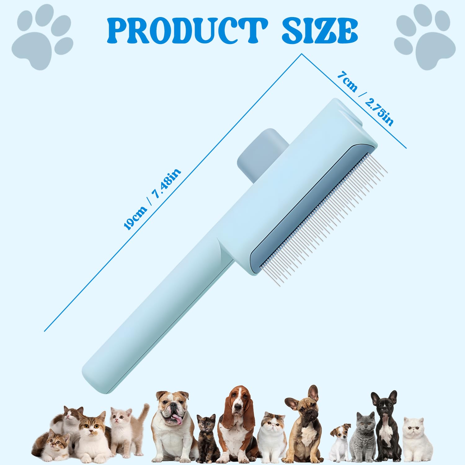 Pet Hair Removal Comb Flea Comb,New One-Click Self-Cleaning Pet Removal Combs for Short&Long Hair(Blue+Green）