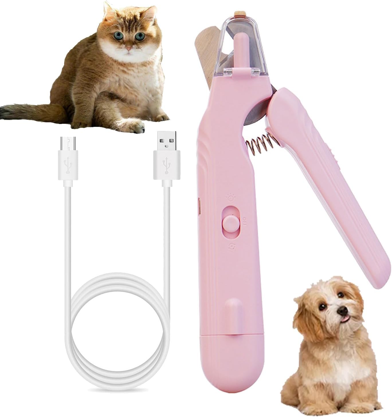 2-in-1 Dog Nail Grinder & Nail Clippers Upgraded, Professional Electric Rechargeable Pet Nail Trimmer Painless Claw Grooming, Smoothing, Silent and Fast - for Small, Medium, Large Dogs & Cats