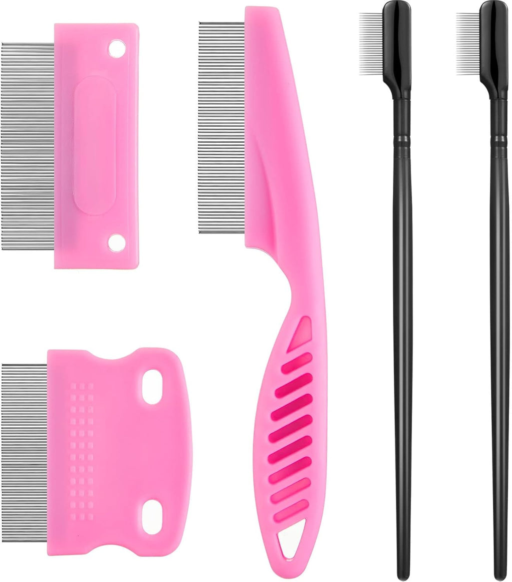 5 Pieces Dog Eye Combs Tear Stain Remover Combs Pet Grooming Comb for Small Dogs Gently Removing Eye Mucus and Crust (Pink, Black)
