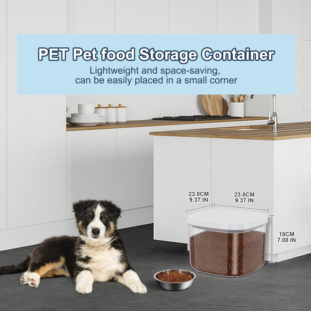 5-8Lbs/5.28Qt/5L Airtight Dog Cat Food Storage Container and Pet Storage Bin BPA-Free. PET Clear Stackable Dog Treat Containers for Pet Food/Rice/Dry/Cereals/Flour/Sugar/Bread, etc (Medium