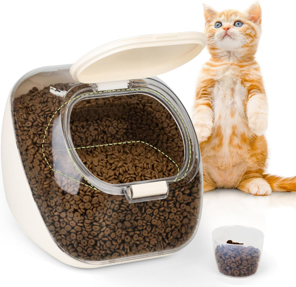 Dog Food Storage Container, 5-10 lbs Pet Food Storage Bin, Measuring Cup, Cat Treat jar with Lids, Dry Food Storage Container for Rice and Grain
