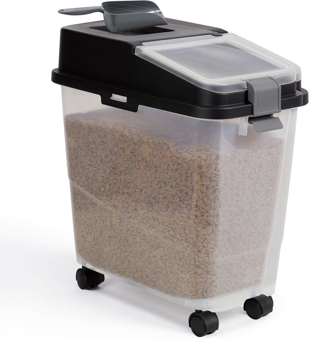Airtight Dog Food Storage Container, Up to 36 lbs, with Portion Scoop – BPA Free Airtight Pet Food Bin on Wheels