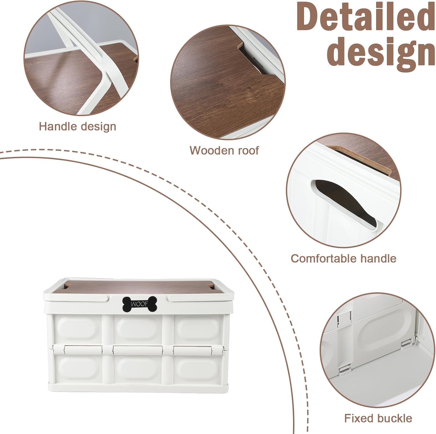 Collapsible Dog Toy Basket with Handles, Portable Dog Stuff Organizer, Outdoor Storage Box with Table Function, Ideal for Car Trunk, RV Trip, Picnic