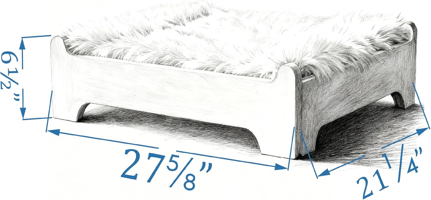 Elevated Dog Bed and Mattress with Removable Washable Cover, Egg Crate Foam, Wooden Frame, Suitable for Pet Up to 40 lbs, Naturalwood S