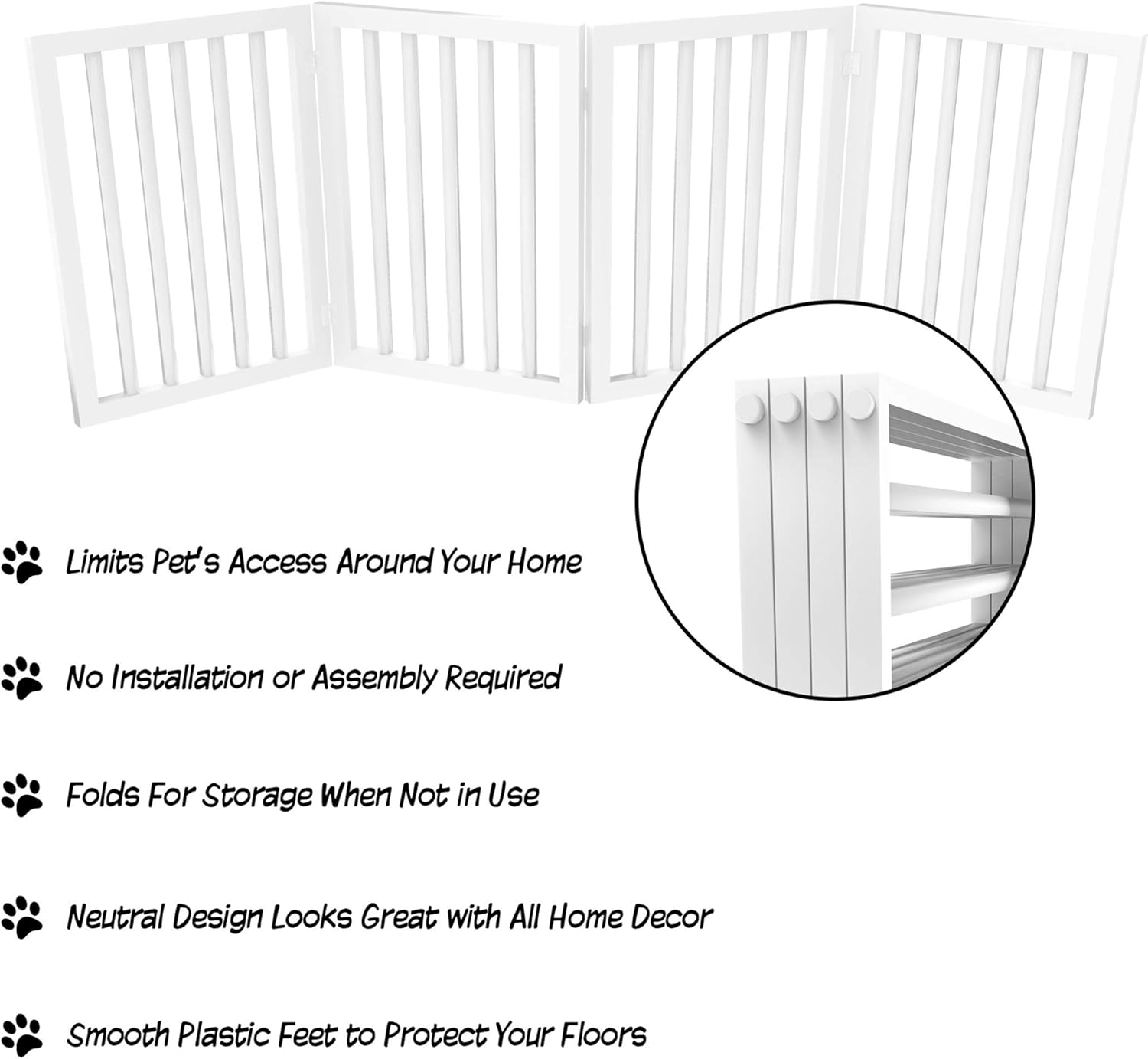 Indoor Pet Gate - 4-Panel Folding Dog Gate for Stairs or Doorways - 73x24-Inch Freestanding Pet Fence for Cats and Dogs by  (White)