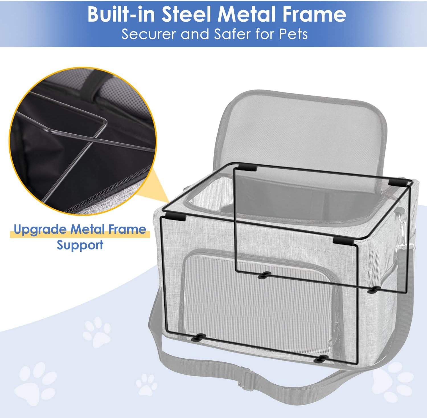 Dog Booster Car Seat, Reinforce Metal Frame Safe Pet Car Seat with Seatbelt & Waterproof Pee Pad & Top Cover | Portable Collapsible Puppy Carrier Bag | for Small Dogs Cats (with Soft Pad)