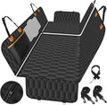 Dog Back Seat Cover, Waterproof Scratch Proof Nonslip Dog Hammock for Car, Car Seat Cover for Back Seat with Sanitary Pad Mesh & Pocket for Cars SUVs and Trucks - S, Black/Orange